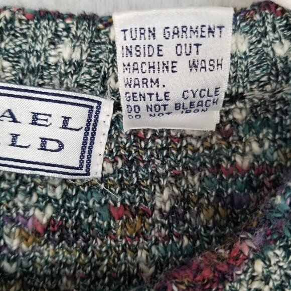 Men's 1990s Pattern Sweater Colorful Oversized Chunky Knit Size Large - Picture 6 of 10